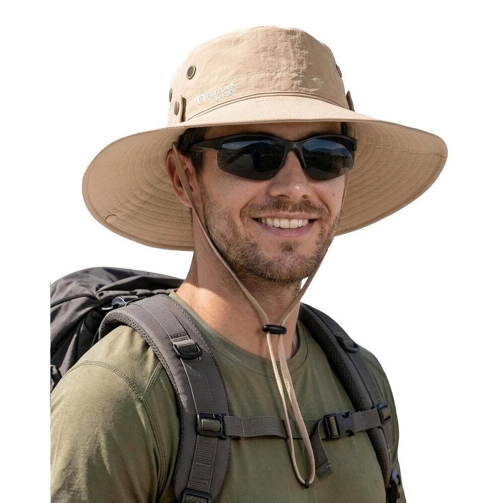 Sun Hats for Men Fishing Hat UPF 80+ Foldable Wide Brim Outdoor Hiking